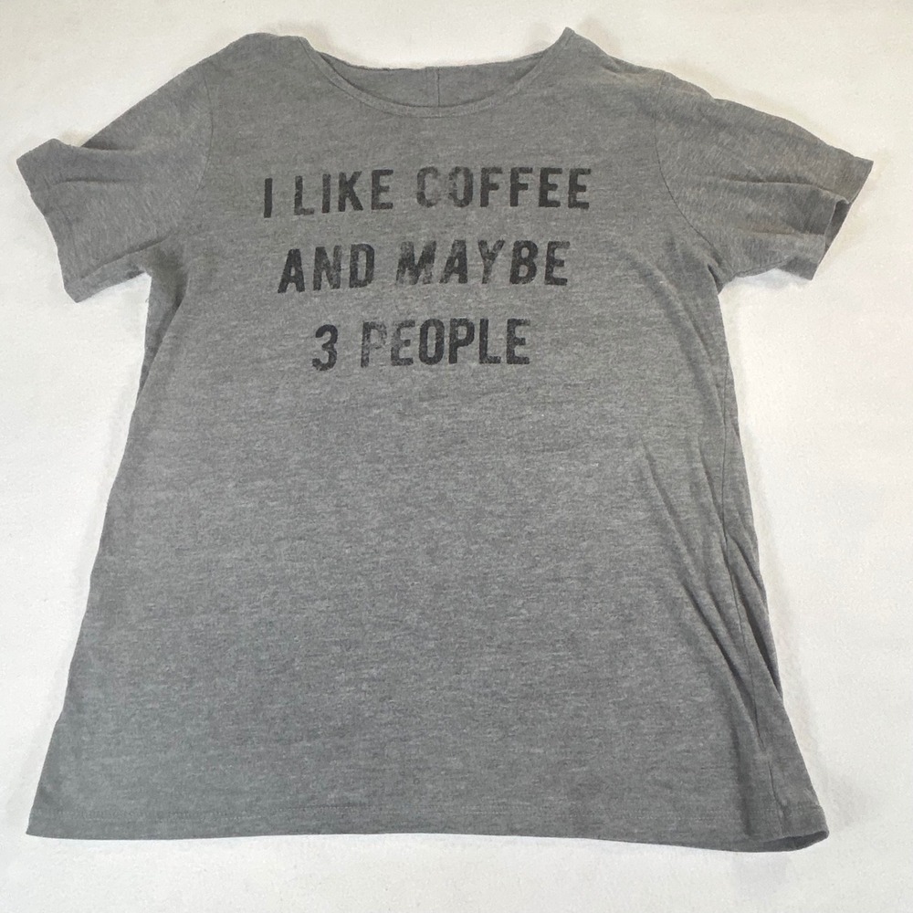 I Like Coffee And Maybe 3 People Graphic T-Shirt Heather Gray Sarcastic Tee